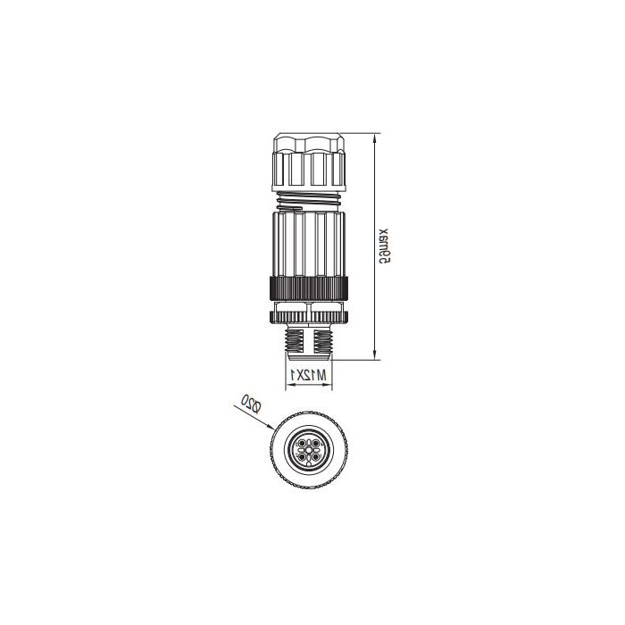 M12 4Pin、公头直型、直插式连接、Y型分线器、64FX21