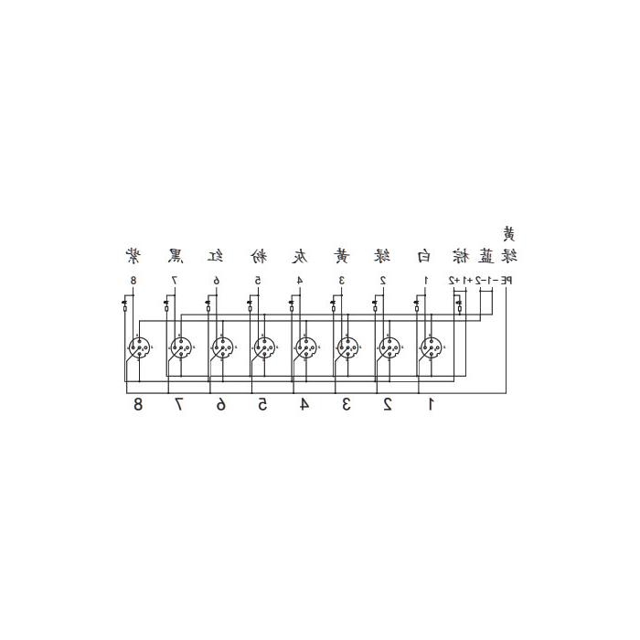 M12分线盒、单通道、NPN、8端口分体式、带LED、PCB端子带插头、24N8SE